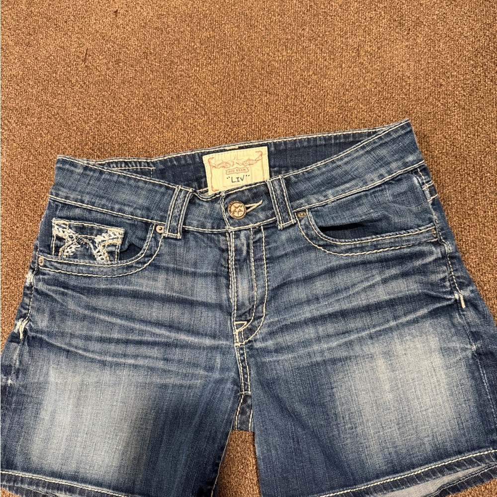 Big Star Light and Dark Blue Denim Shorts